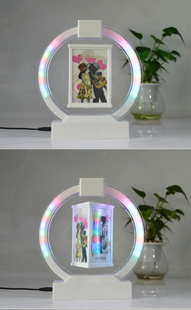 Magnetic floating photo frame holder