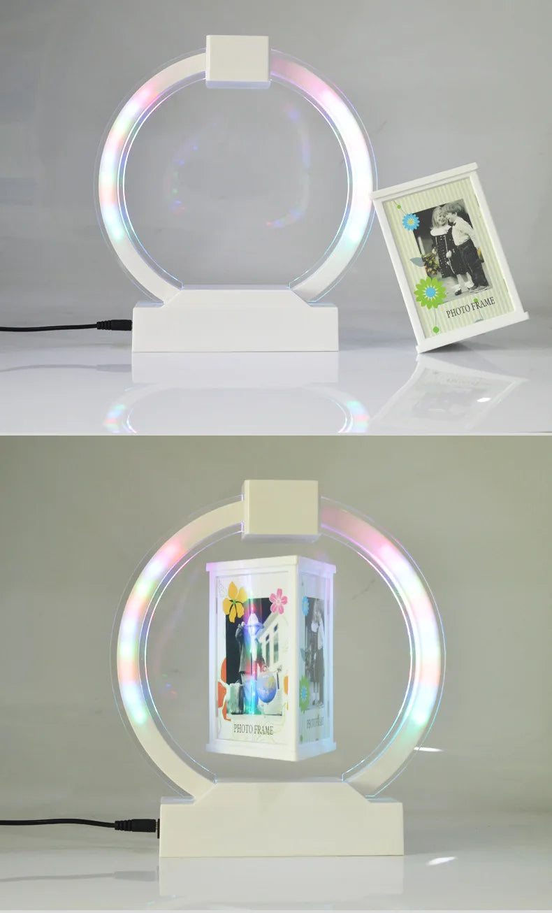 Magnetic floating photo frame holder